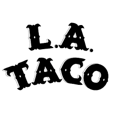 Black 'L.A. Taco' logo on a white background