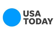 USA Today logo with a blue circle and black text on a white background