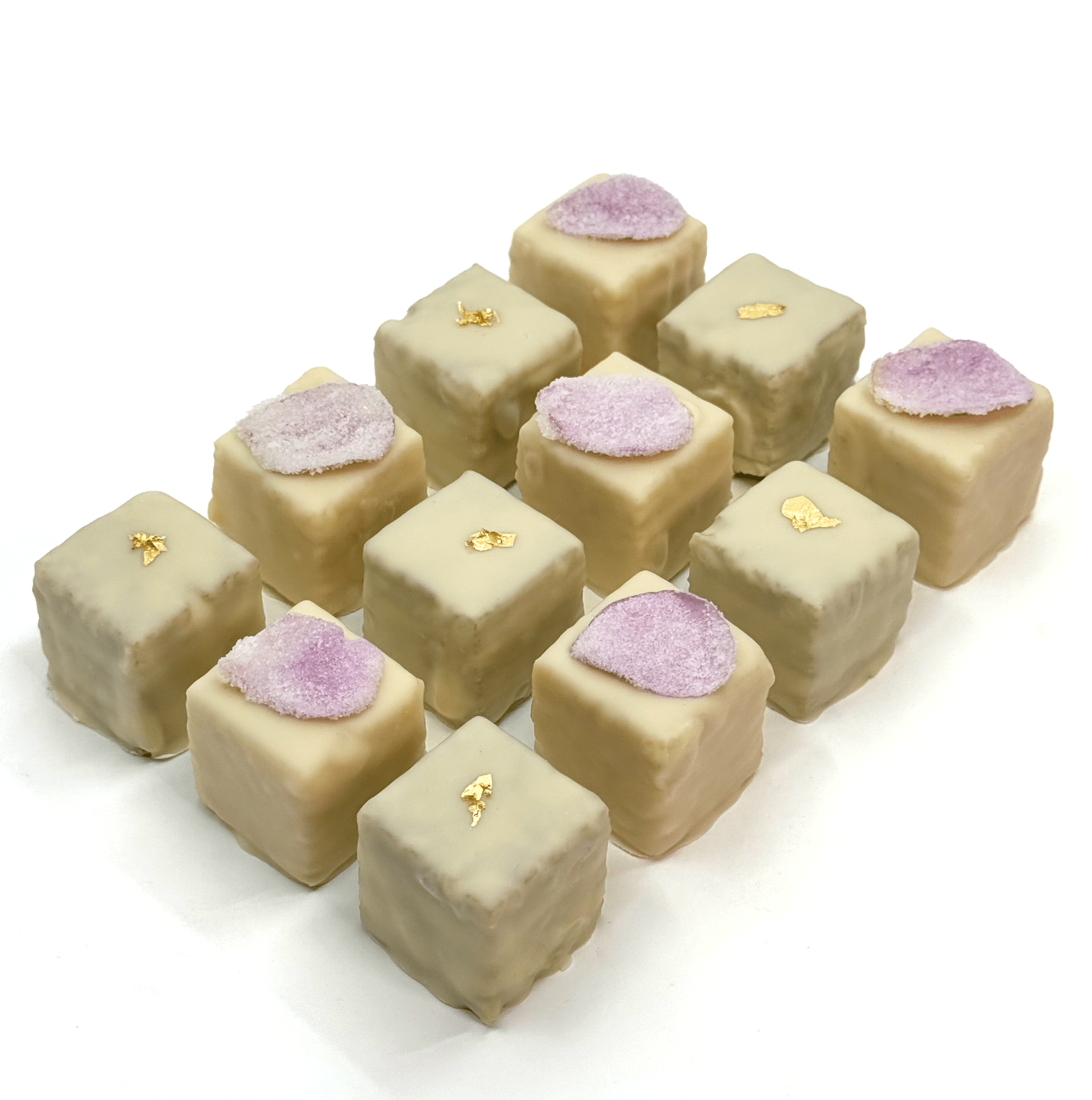 Matcha and Rose Petal Petits Fours - Valerie Confections